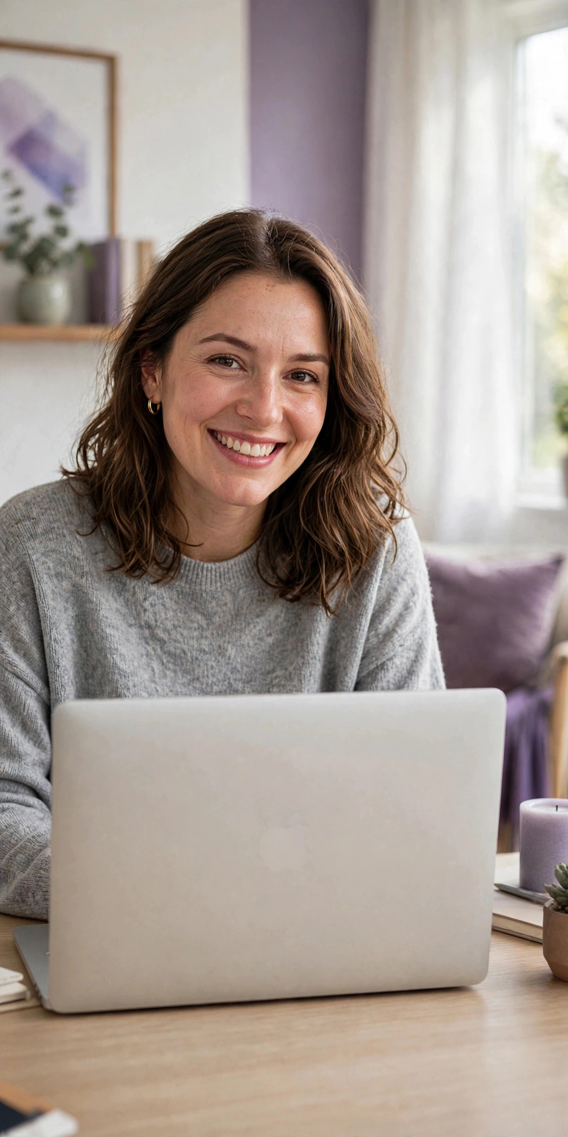Happy client on a video call